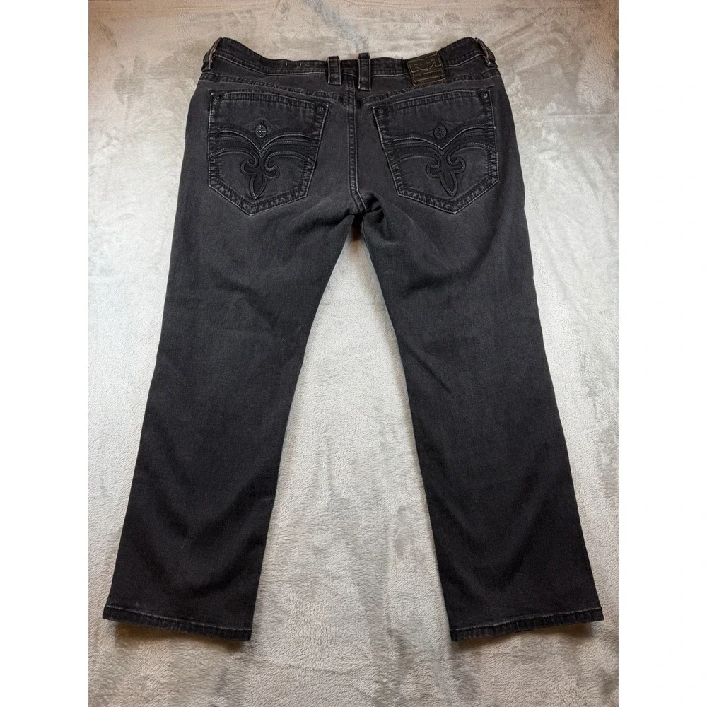 Rock Revival‎ Arther Alt Straight Jeans Men's 42x31 Black Denim Dark